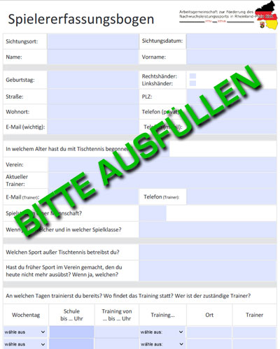 Spielerfassungsbogen Talentiade Download